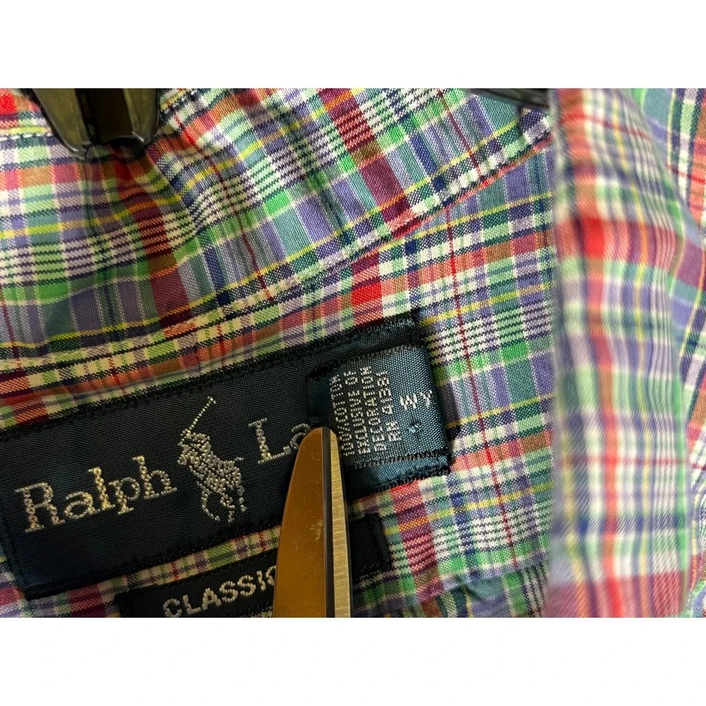 Ralph Lauren Mens XL Classic Fit Plaid Button Down Shirt Multi Color Long Sleeve